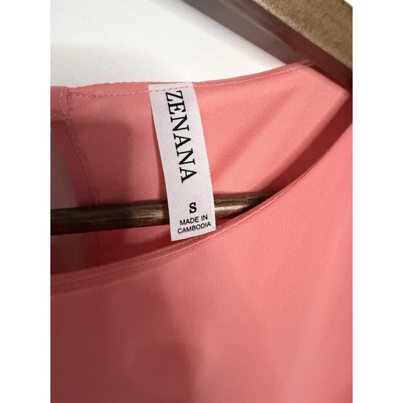 Zenana Women's Size Small Coral Sheer Long Sleeve Blouse - Picture 6 of 8